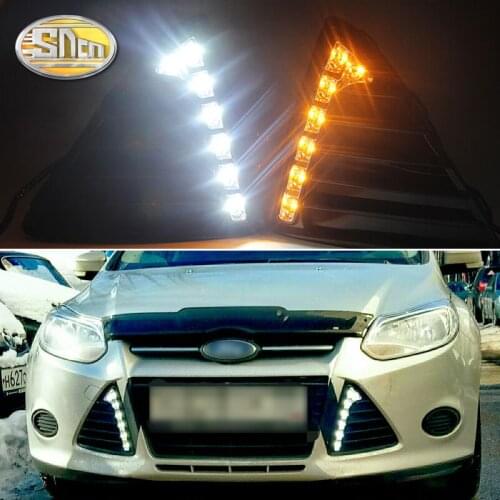 Yellow Turning Signal Relay Waterproof ABS 12V Car DRL Lamp LED Daytime Running Light For Ford Focus 3 MK3 2012 2013 2014