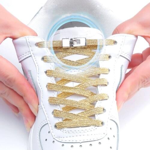 Locking Shoelaces Elastic Cross buckle Candy Flats No Tie Shoelace Quick Sneakers Locking Shoe laces Kids Adult Shoe Lace