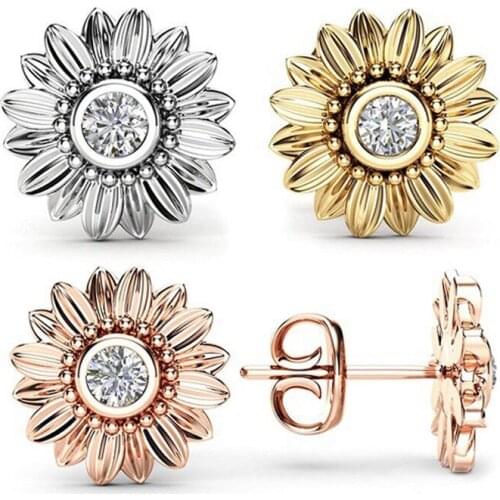 MENGYI Fashion Dainty Sunflower Stud Earring For Women Simple Daily Best Jewelry 92 5 Sun Flower 3Color Daisy Earring Party Gift