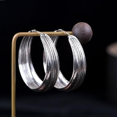 FNJ 925 Silver Big Hoop Earrings for Women Jewelry 100% Pure S925 Silver Sterling Earring Statement
