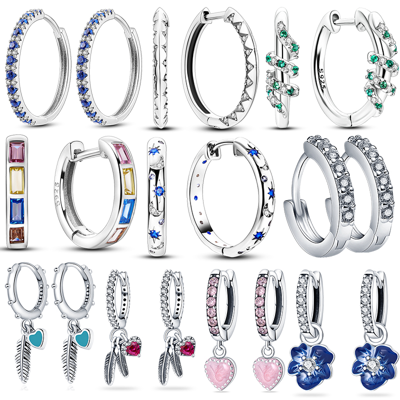 CodeMonkey Hot Sale 100% Real 925 Sterling Silver Crystal Circle Earring For Women Making Jewelry Gift Wedding Party Engagement