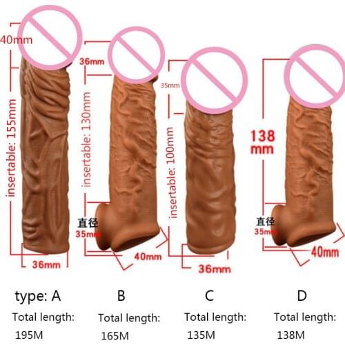 Liquid silicone Condom Penis Extender Sleeve Delay Ejaculation Intimate Goods Sex Toys For Men