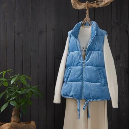 Golden velvet Vest Outwear Winter Vest Thick Section Keep Warm Coat Korean Style Solid Sleeveless Waistcoat Womens Clothing