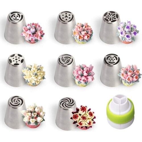 1 Set Cake Decorating Mount Mouth Russian Piping Tips Lace Mold Torch Cake Decoration Stainless Steel Kitchen Baking Pastry Tool