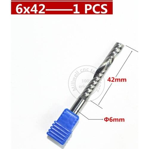 1PCS-6mm*42mm,Freeshipping,CNC wood tools,carbide End Mill,woodworking insert router bit,Tungsten milling cutter,MDF,PVC,Acrylic