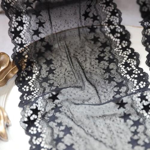 2Meters/lot 19cm wide black gold eyelashes lace accessories skirt hem wrapped chest headdress lace Z1478