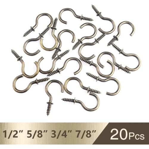 20pcs Cup Hooks Screws Plant Picture Hanger Key Jewelry Holder Screw In Hook Plastic And Iron For Hanging Lights Curtains