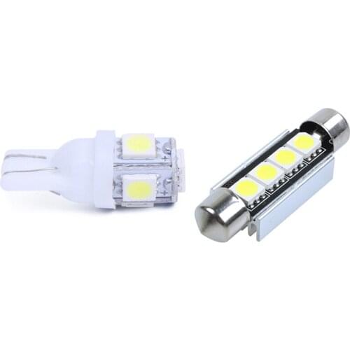 8 T10 168 194 W5W Car White 5 LED 5050 SMD Bulb with 6 x Car Interior Light Bulb 5050 SMD LED 42MM
