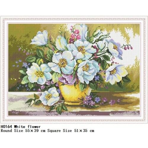 5D DIY Diamond Painting White flower Patterns Home Cross Ctitch Kit Wall Sticker Full drilling Embroidery Home Decoration