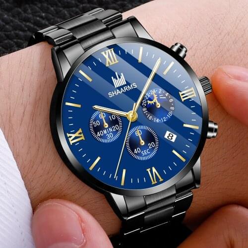 Top New Luxury Men Business Stainless Steel Calendar Watches Mens Casual Quartz Watch Male Military Wristwatch Relogio Masculino