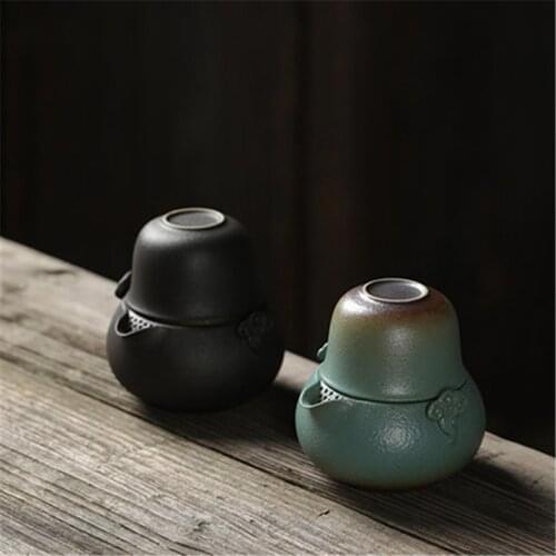 Japanese Ceramic Teapot Gaiwan Teacups Handmade Portable Travel Tea Set With Bag Retro Teaware Vintage Tea Cup Gift For Friends