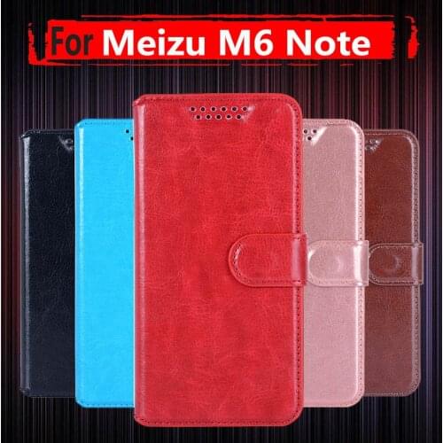 Flip Phone Case For Meizu M6 Note Leather Wallet Case Pouch Skin KickStand Design Card Holder Back Cover Meilan Note 6 5.5"