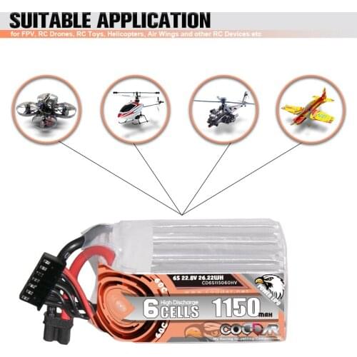 CODDAR 1150mAh 6S 22.2V 60C LiHV Lipo Battery With XT30 / XT60 Plug For Bate Racing FPV Drone RC Quadcopter Helicopter Parts