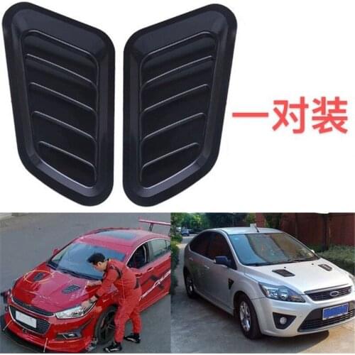 Car Decorative Air Flow Intake Scoop ABS and Aluminum Grille Mesh Bonnet Vent Cover Hood Sticker Car Styling Black Universal