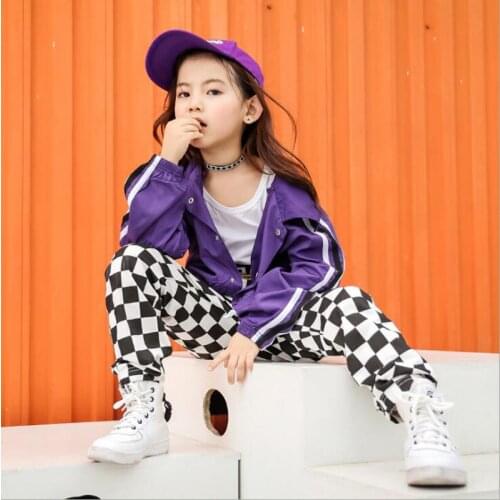Kids Hip Hop Dance Costumes Performance Stage Wear Clothing Jazz Suits Girls Ballroom Dancing Clothes Crop Tops Pants Outfits