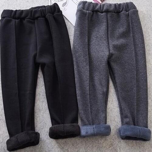 Girls thicker pants autumn and winter 2020 kids girls warm leggings children elastic waist slim trousers kids pants
