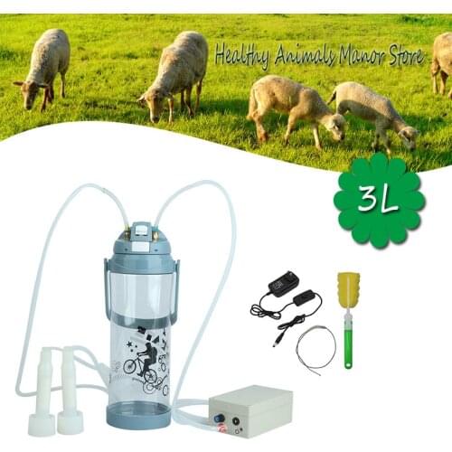 3L Electric Goat Milking Machine for Ewe/Cow/Sheep Double Head Portable Farm Milk Vacuum Pump Bucket Milker 110V-220V