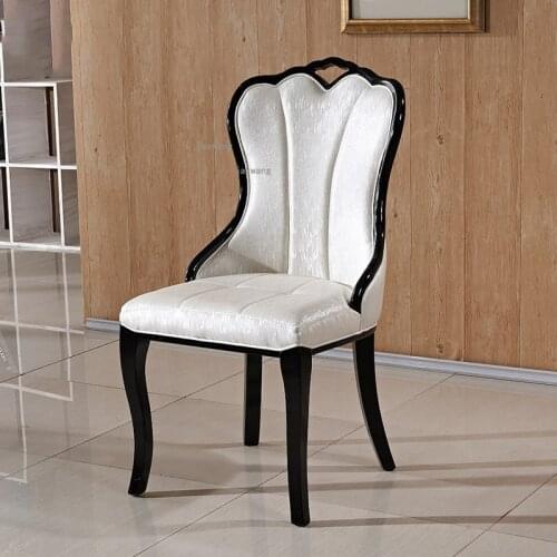 European Solid Wood Dining Chairs Modern Minimalist Leisure Sofa Chair Leather Backrest Nordic Dining Chair Bedroom Furniture