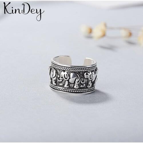 Kindey Bohemian Vintage Silver Color Elephant Rings For Women Men Engagement Rings Girls Party Gifts Anillos 2020