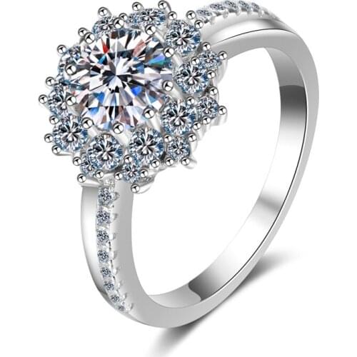 Moissanite Single Drill Ring 925 Sterling Silver Passed Diamond Test Stone Gypsophila Ring 1CT Women Fashion JewelryWedding Gift