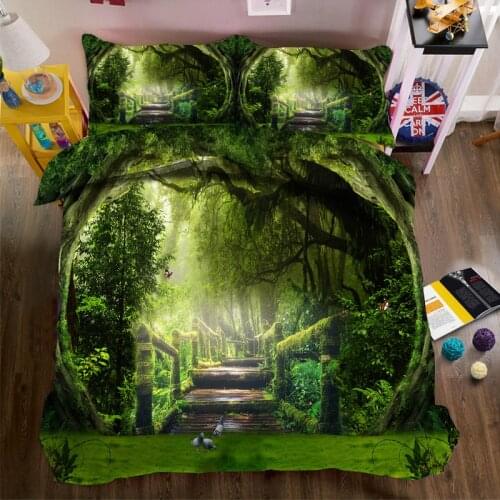 2017 Jungle scenery 3D Bedding set polyester cover bed sheet duvet cover sets housse de couette 4pcs
