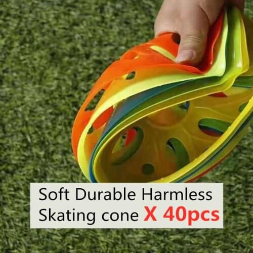 40 pieces Low Skating Cone for Inline Slalom Training Speed Race Competition Road Hinder Soft Elastic Windproof Skates Cones