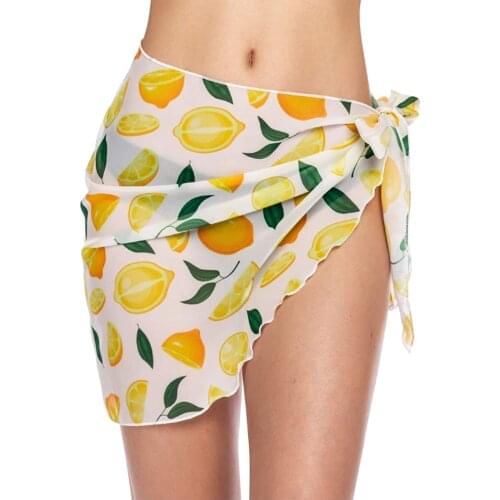 Summer Women Short Length Sheer Chiffon Sarong Short Sarongs Beach Wrap Sheer Bikini Wraps Chiffon Cover Ups For Swimwear