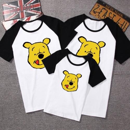 Summer Family Matching Outfits Mother Dad Kids T-Shirt Family Clothes Child Winnie the Pooh Tops Girls T-Shirt Boys T-Shirt