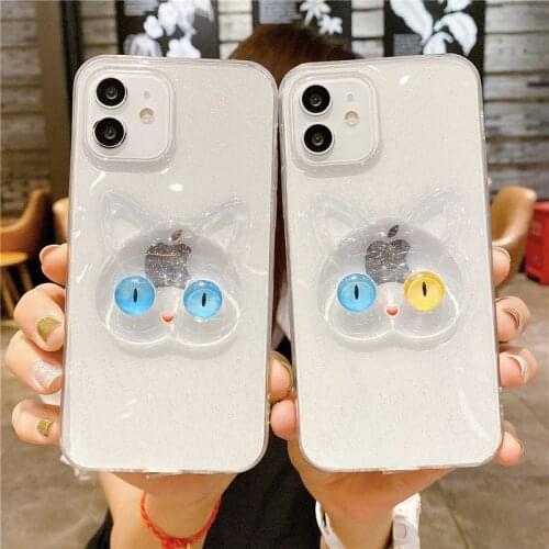 3D Cute Cartoon Cat Eyes Clear Soft Case For Vivo X50 Pro X60 X27 X30 Y20 Y50 Y31S Y52S Y70S Y17 Y15 Y12 Y91C Y19 S9 S7 S6 Z6