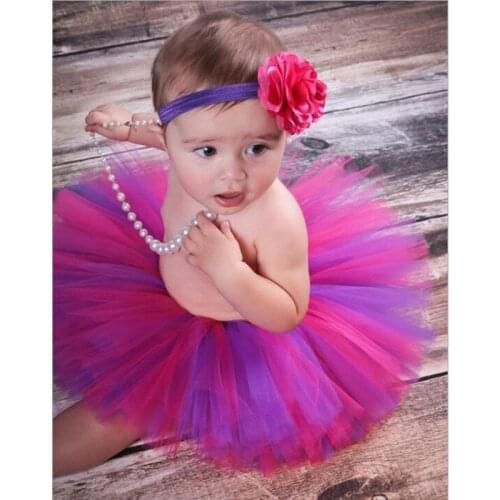 Fashion Multicolour Newborn Tutu Skirt With Matching Flower Headband Summer style Stunning Newborn Photo Prop Girl Tutu Skirt