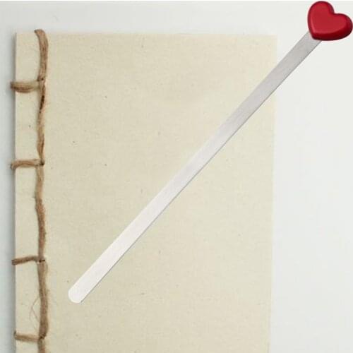Fashion Simple Design Red Sliver Love Heart Metal Bookmarks Creative Beautiful High Quality Bookmark Gift