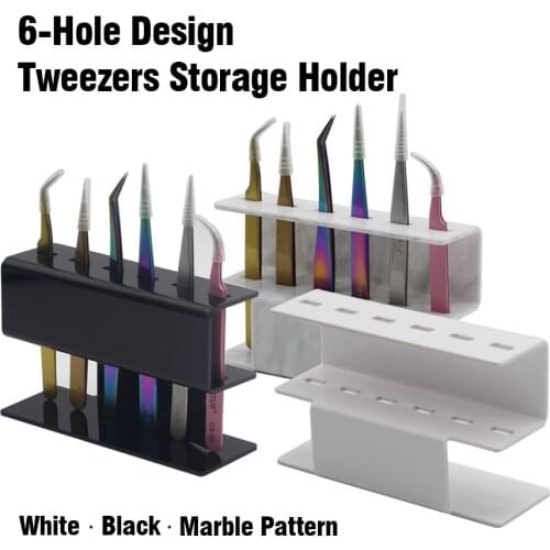 NEWCOME 1 Set Acrylic Eyelash Tweezer Storage Holder 6Pcs Convenient Tweezer Stand Shelf Holder Eyelashes extension Makeup Tool