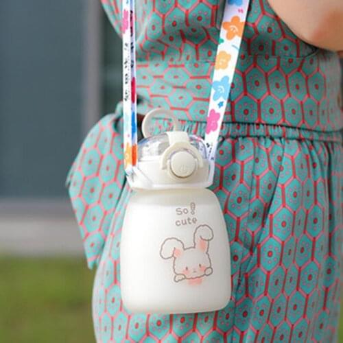 New 520mL Cute Bear/Rabbit/Duck Big Belly Glass Cup with Bouncing Lid Creative High-value Home Office Milk Juice Water Glass Mug