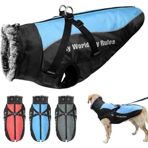 Super Warm Pet Clothes Winter Thicken Dog Coat Harness For Medium Large Dog Clothing Jacket Vest Waterproof Pet Dog Clothes