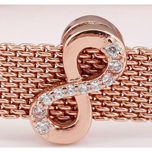 Original Rose Reflexions Sparkling Infinity Clip Beads Fit 925 Sterling Silver Bead Charm Bracelet Bangle Diy Jewelry