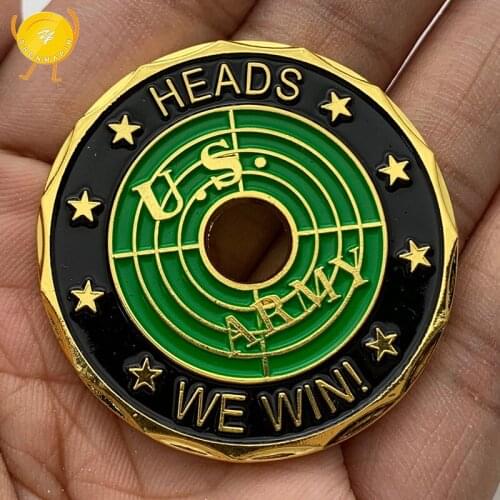 US Army Commemorative Coin Bullet Penetration Hollow Out Gold Coins Collectibles Win or Lose Challenge Coin