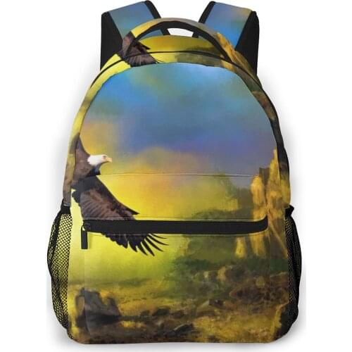 School Bags for Teenage Boys Book Bag Eagle Wildlife Sunset Flying Nature Bird High School Bag Youth Leisure College