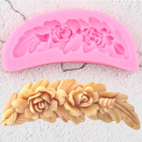 Rose Flower Leaves Silicone Molds DIY Party Cupcake Topper Fondant Cake Decorating Tools Candy Clay Chocolate Gumpaste Moulds
