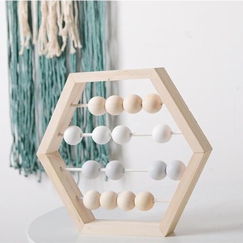 Scandinavian Style Baby Room Decor Baby Early Learning Educational Toys New Nordic Style Natural Wooden Abacus With Beads Craft