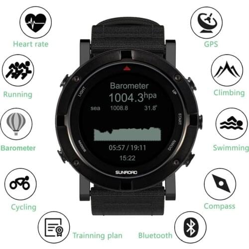SUNROAD Digital Smart Sports Mens Watch With Relogio GPS Heart Rate Altimeter Compass Barometer Running Wristwatches