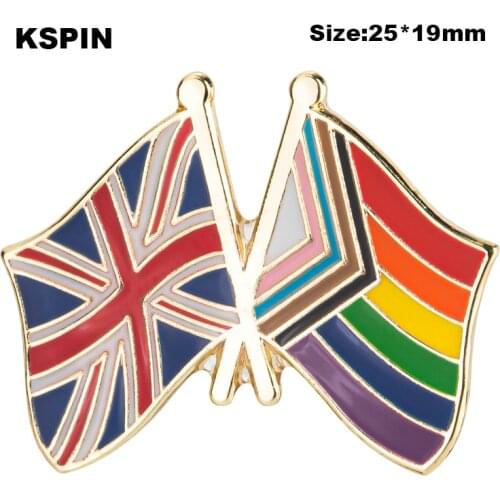 United Kingdom & Progress Pride Flag Badge Flag Brooch National Flag Lapel Pin International Travel Pins