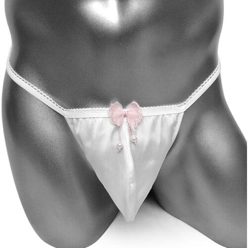 Mens G Strings And Thongs Shiny Satin Sexy Underwear Lingerie Male Penis Pouch Homme Erotic Sissy T-Back Panties Bikini