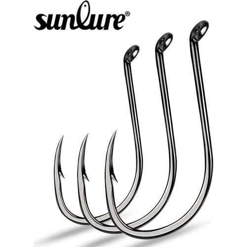 Sunlure 500pcs/lot Single Hooks 1/0-2/0-3/0-4/0-5/0-6/0# High-Carbon Steel Fishhooks Saltwater Bass Hooks Fishing Tackle