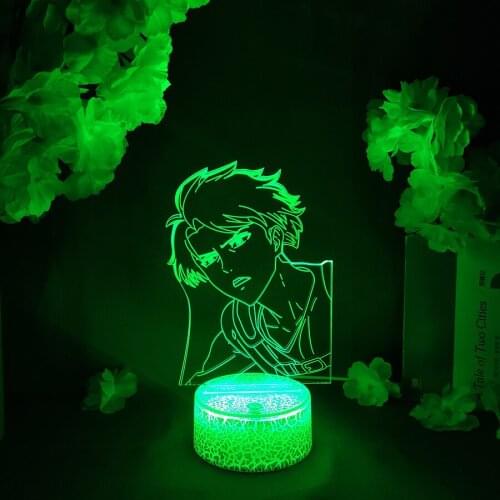 LED Light Anime Attack on Titan Figure Levi Ackerman Acrylic Night Light RGB Flashing Cool Gift 3D Light Children Bedroom Decor