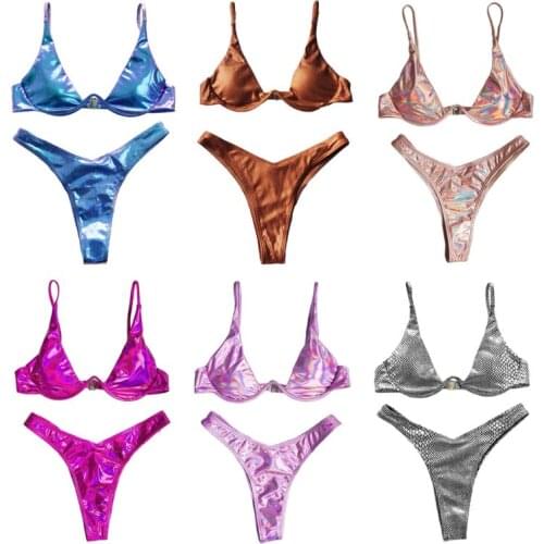 THINKTHENDO Shiny Swimwear