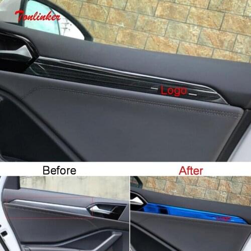 Tonlinker Interior Above Door Edge Cover Stickers for Volkswagen Jetta MK7 2019-20 Car Styling 4 PCS Metal Cover Stickers