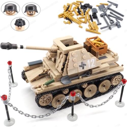 Military Germany Anti Tank Gun WW2 Weasel Artillery Car Building Block Moc Figures Battlefield Weapons Model Child Gift Boy Toys