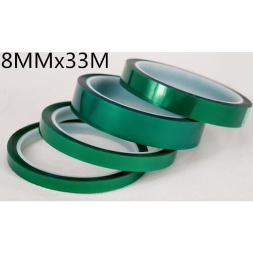 8mm x33m PET green high temperature tape circuit board automotive paint plating green water temperature protection 200 degrees