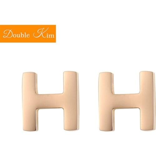English Letter H Earrings Earrings 316L Titanium Stainless Steel Rose Gold Color Fashion Temperament Women Jewelry Gift