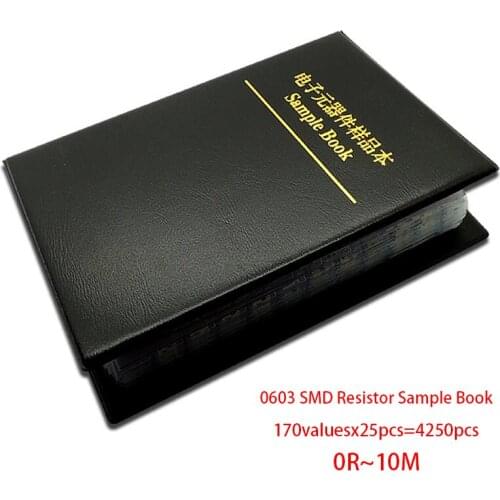 0603 SMD Resistor Sample Book 1% 1/10W 0R-10M 170valuesx25pcs=4250pcs Resistor Kit 0R~10M 0R 1R-10M